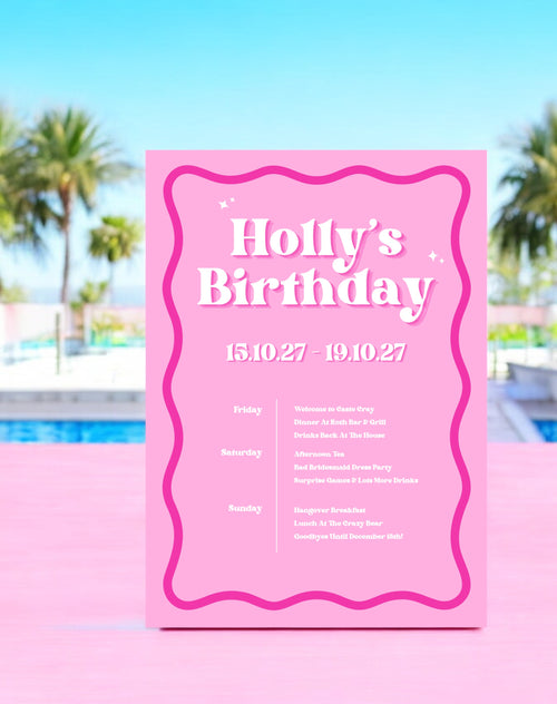 Holly Pink Hen Itinerary & Invitation Digital Template