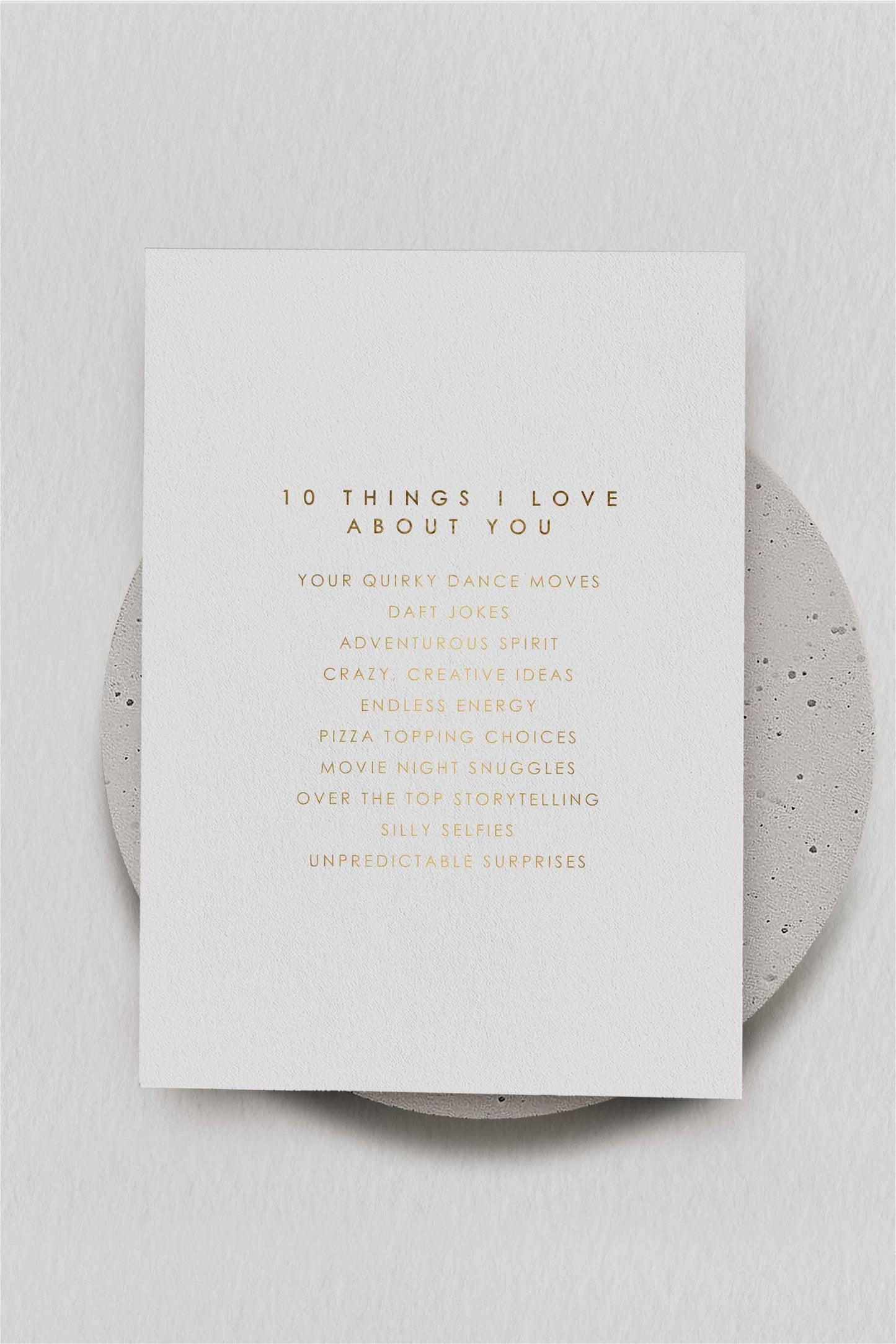 10 Things I Love Valentine's Card  Ivy and Gold Wedding Stationery   
