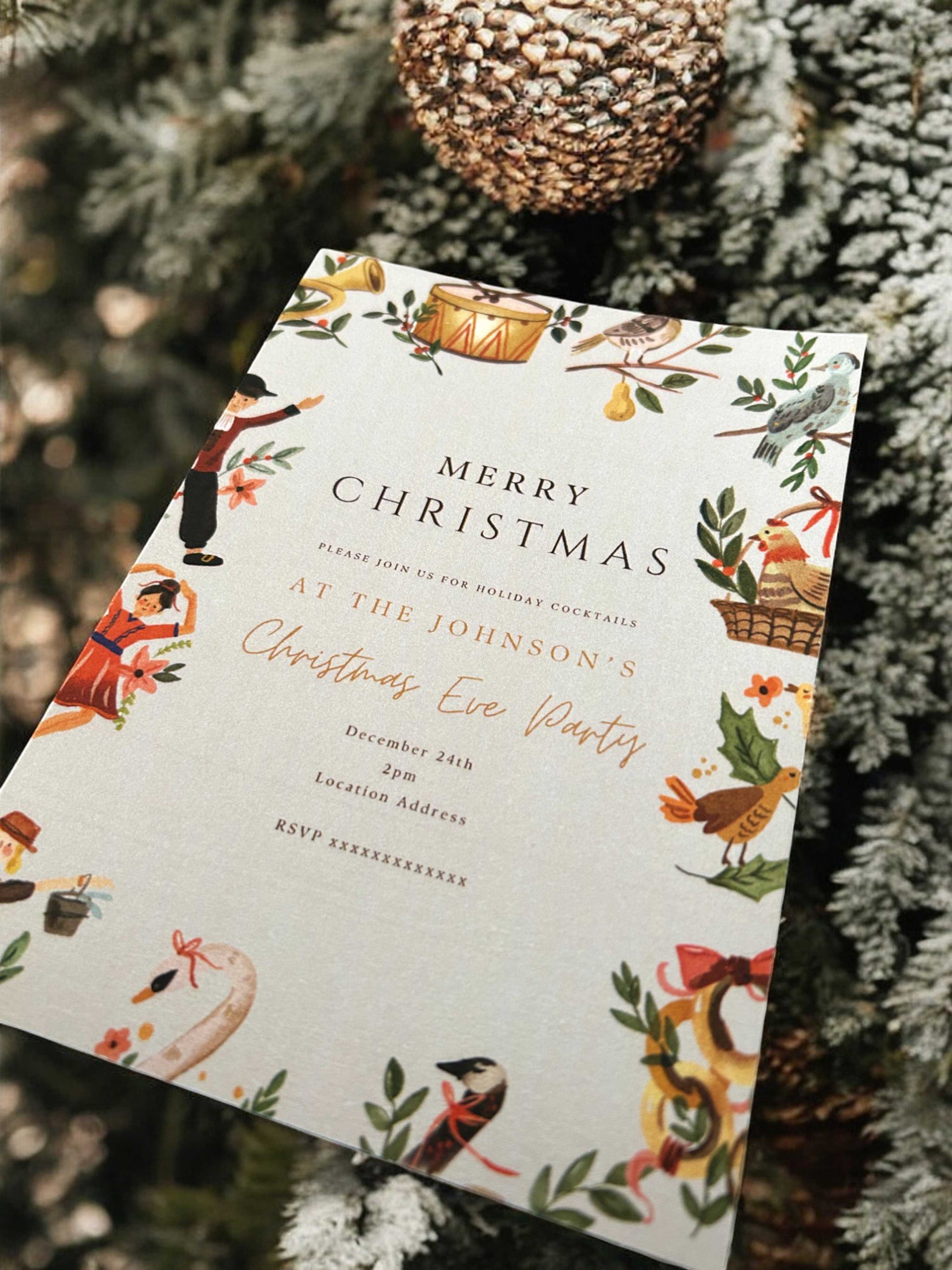 12 Days Of Christmas Party Invitation - Ivy and Gold Wedding Stationery