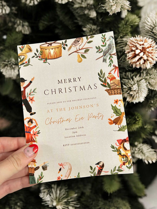 12 Days Of Christmas Party Invitation - Ivy and Gold Wedding Stationery