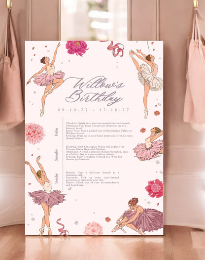 Willow Ballerina Birthday Invitation - Ivy and Gold Wedding Stationery