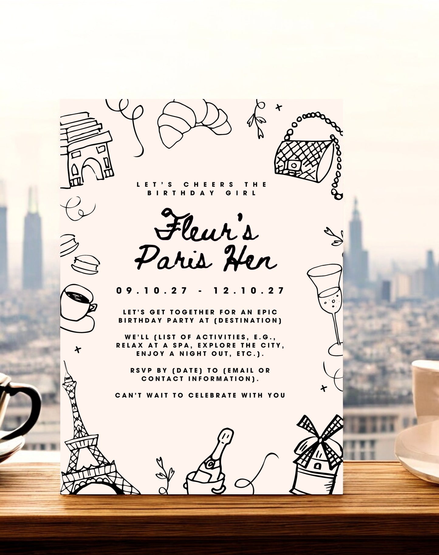 Fleur Parisian Hen Itinerary & Invitation