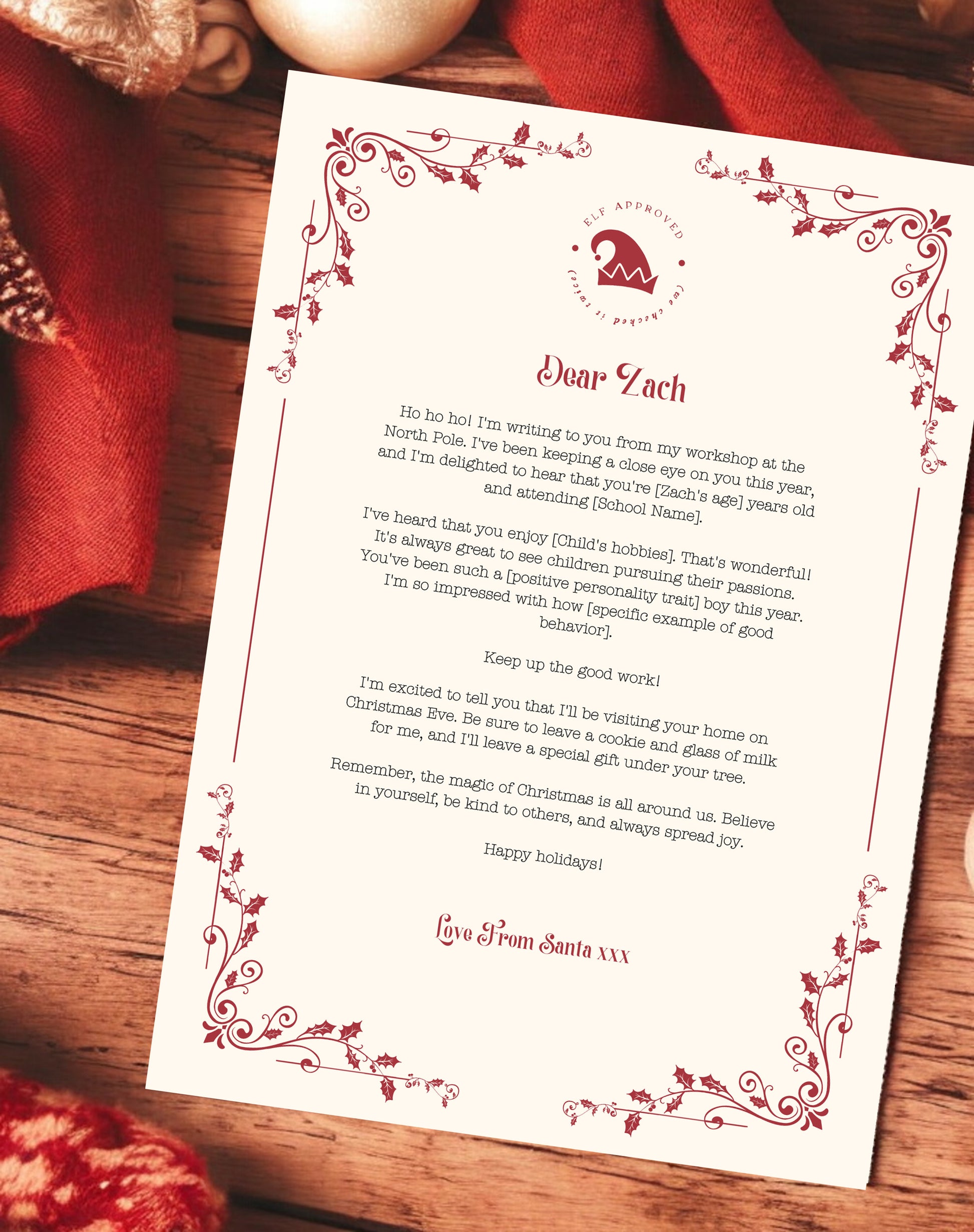 Santa Letter to and from Bundle - Ivy and Gold Wedding Stationery