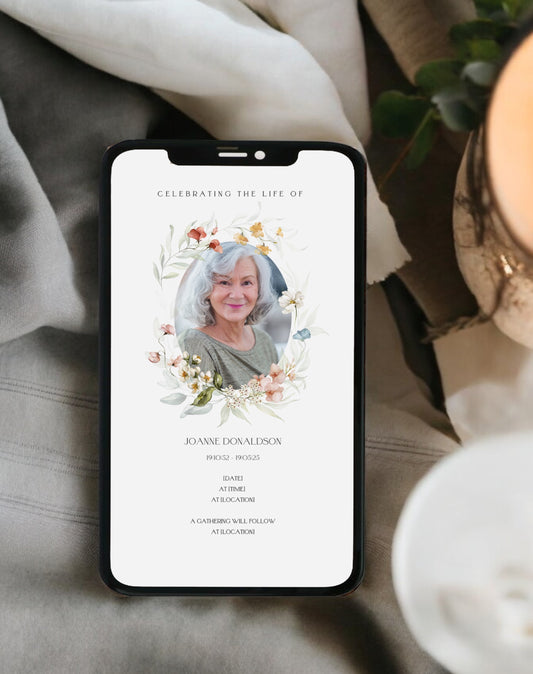 Floral Funeral Welcome Sign with Photo