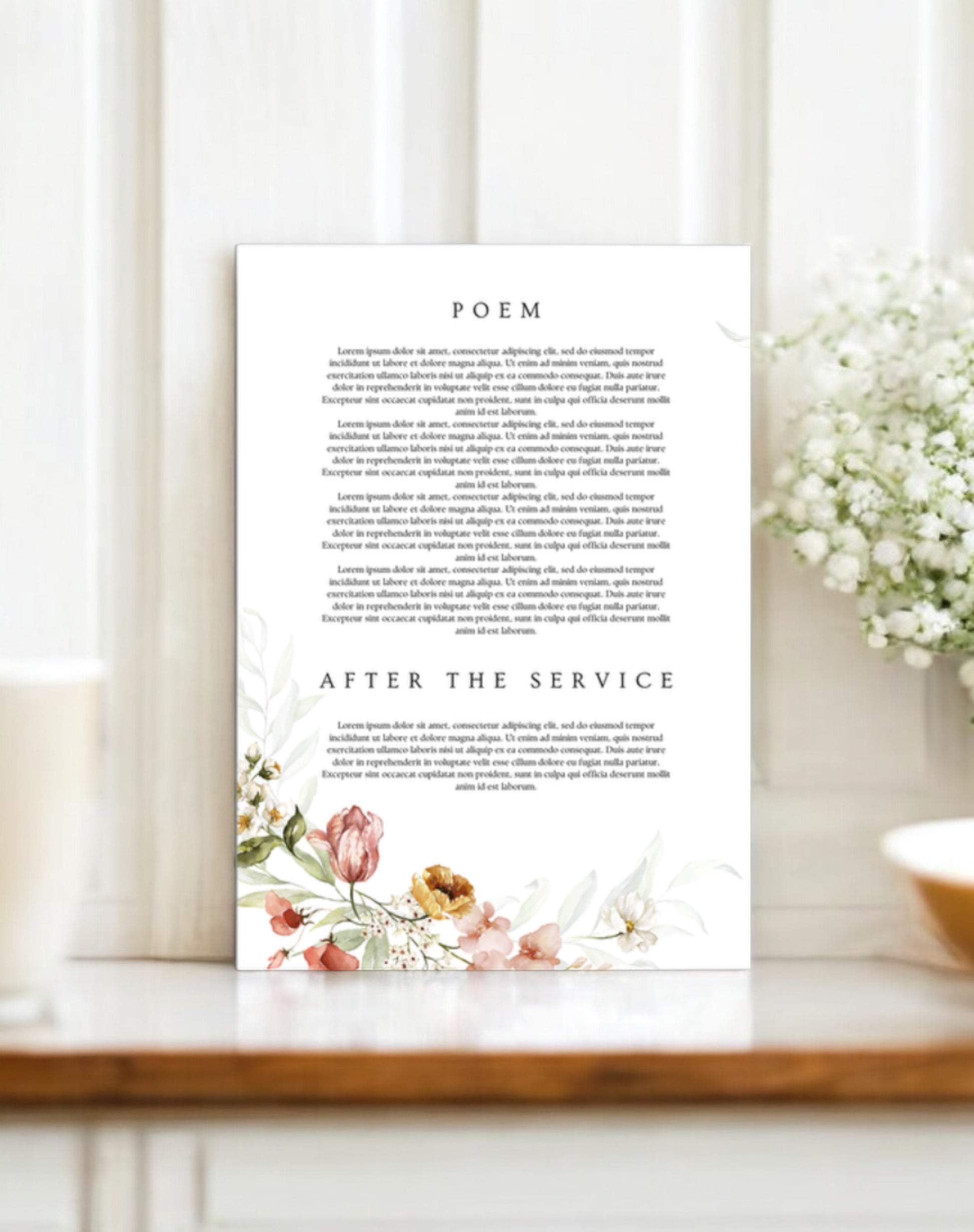 Floral Funeral Order Of Service With Photo - Ivy and Gold Wedding Stationery