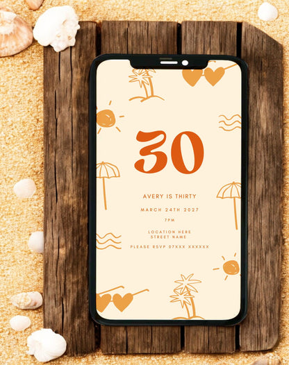 Avery Beach Birthday Itinerary & Invitation - Ivy and Gold Wedding Stationery