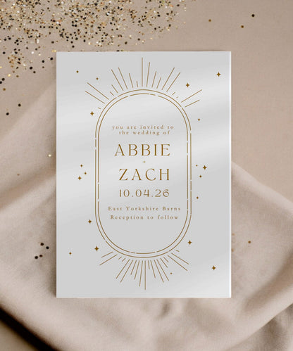 Abbie Digital Wedding Invitation - Ivy and Gold Wedding Stationery -  
