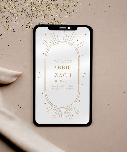 Abbie Digital Wedding Invitation - Ivy and Gold Wedding Stationery -  