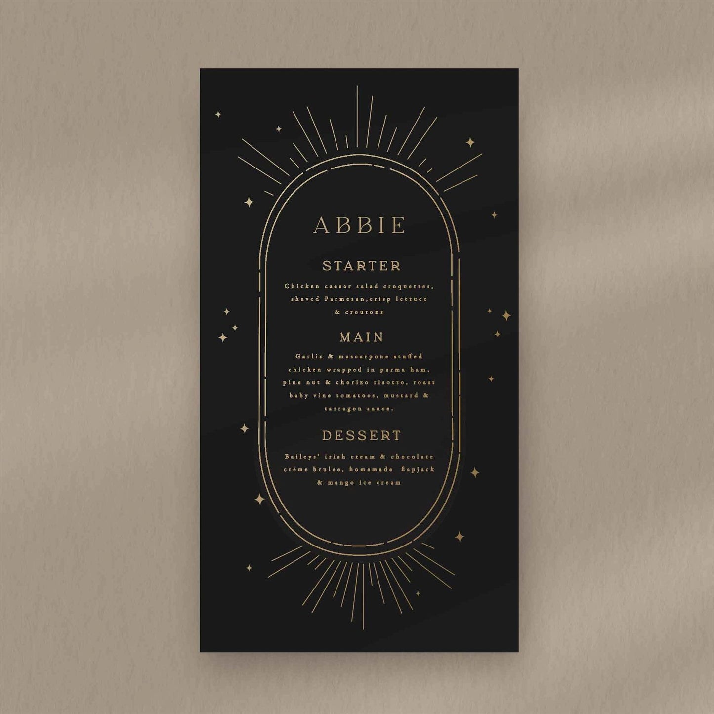 Abbie Menu  Ivy and Gold Wedding Stationery   