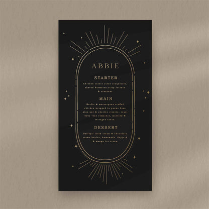 Abbie Menu  Ivy and Gold Wedding Stationery   