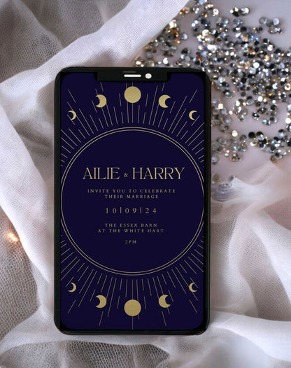 Ailie Digital Wedding Invitation - Ivy and Gold Wedding Stationery -  