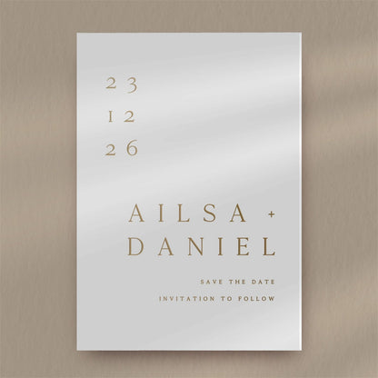 Ailsa | Simple Save The Date  Ivy and Gold Wedding Stationery   