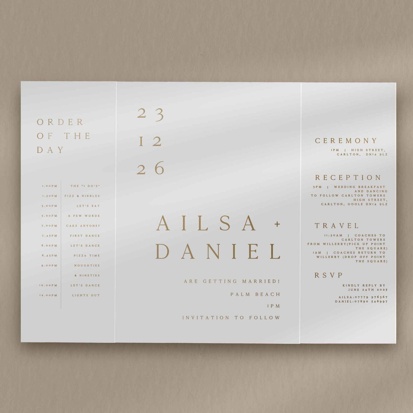 Ailsa | Simple Wedding Invitations - Ivy and Gold Wedding Stationery -  