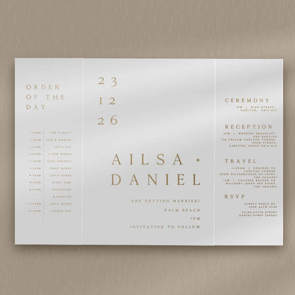 Ailsa | Simple Wedding Invitations - Ivy and Gold Wedding Stationery -  