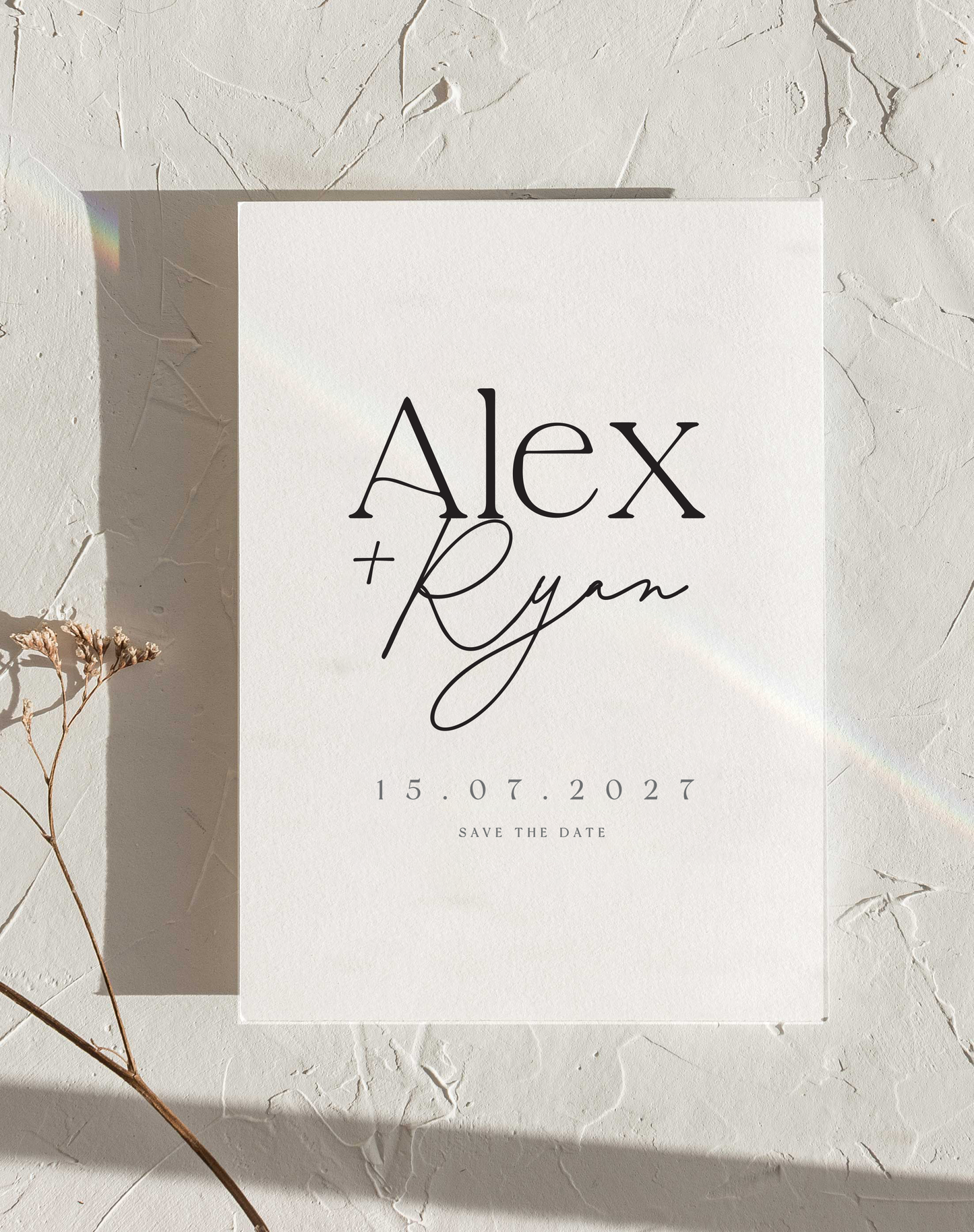 a card with the words alex and ryan printed on it