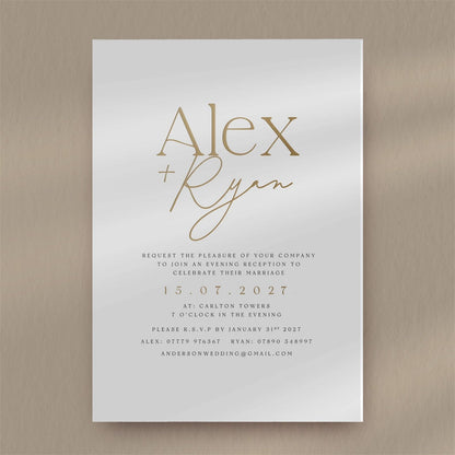 Alex Evening Invitation  Ivy and Gold Wedding Stationery   