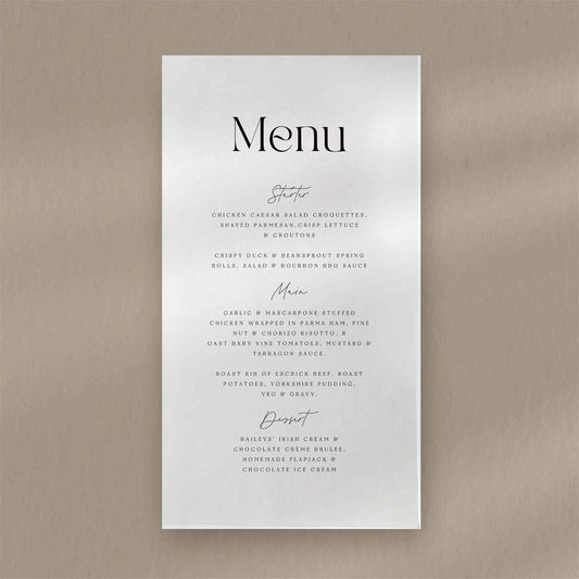 Alex Menu  Ivy and Gold Wedding Stationery   