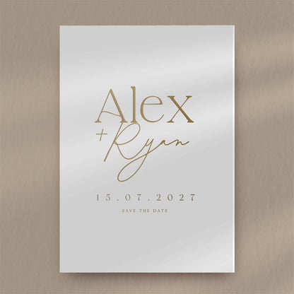 Alex | Minimal Save The Date  Ivy and Gold Wedding Stationery   