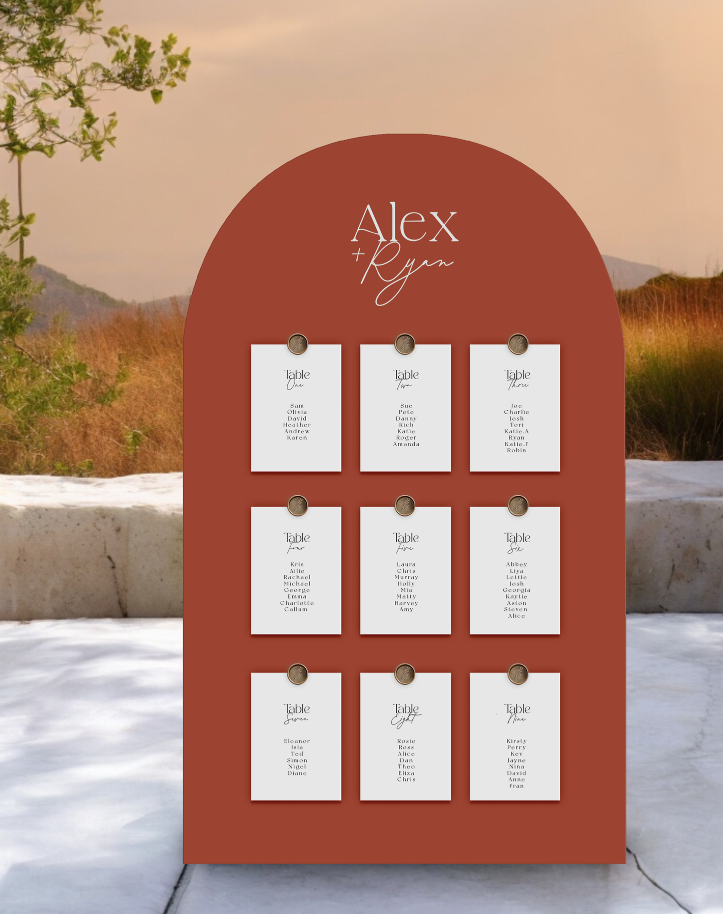 Alex | Minimal Seating Plan Card - Ivy and Gold Wedding Stationery -  