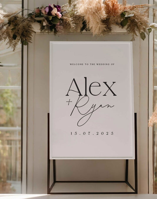 Alex | Minimal Welcome Sign - Ivy and Gold Wedding Stationery -  