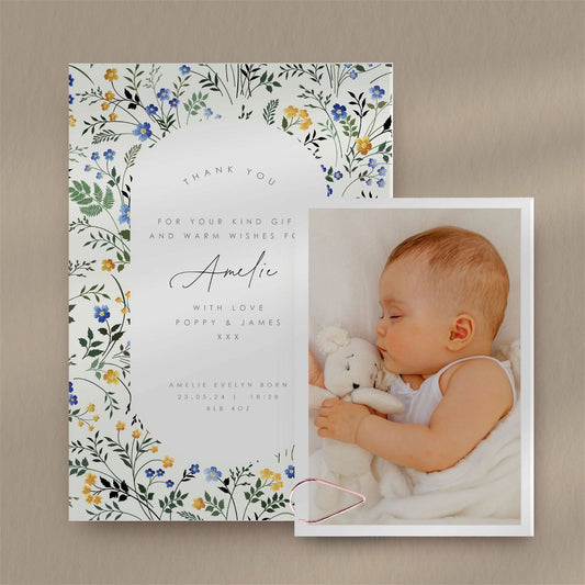 Amelie Baby Thank You Card  Ivy and Gold Wedding Stationery   