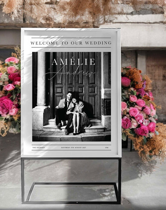 Amélie | Vintage Photo Welcome Sign - Ivy and Gold Wedding Stationery -  
