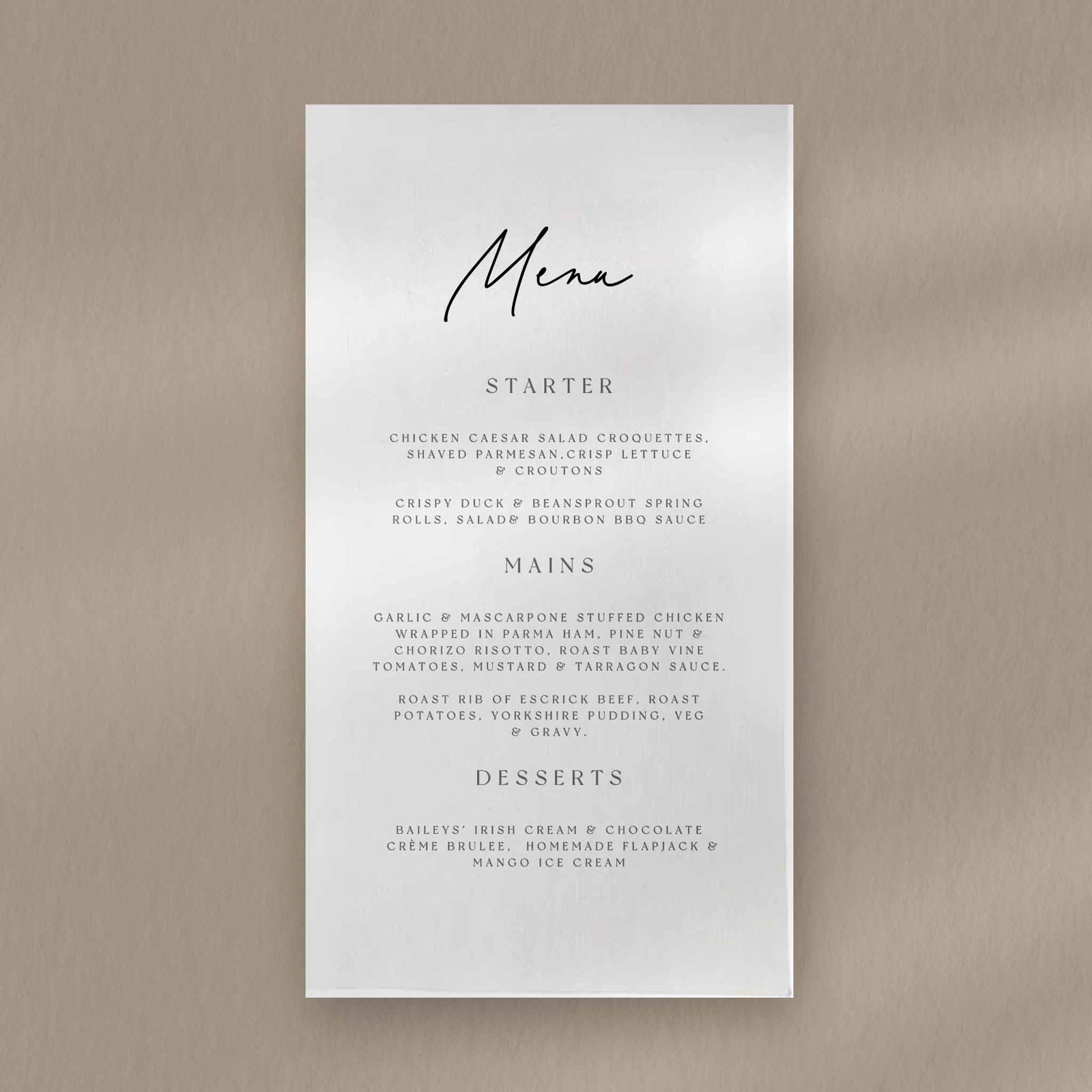 Annabelle Menu  Ivy and Gold Wedding Stationery   
