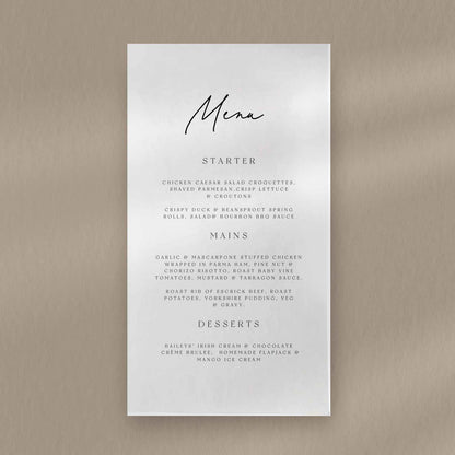Annabelle Menu  Ivy and Gold Wedding Stationery   