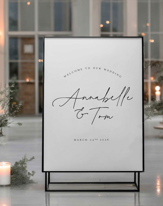 Annabelle | Modern Welcome Sign - Ivy and Gold Wedding Stationery -  