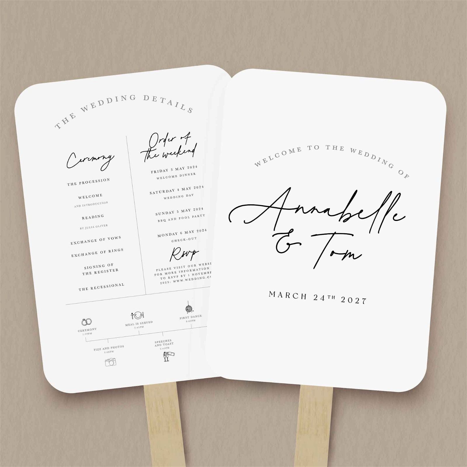 Annabelle Order Of Service  Ivy and Gold Wedding Stationery   