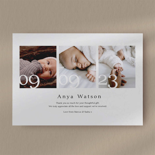 Anya Baby Thank You Card  Ivy and Gold Wedding Stationery   