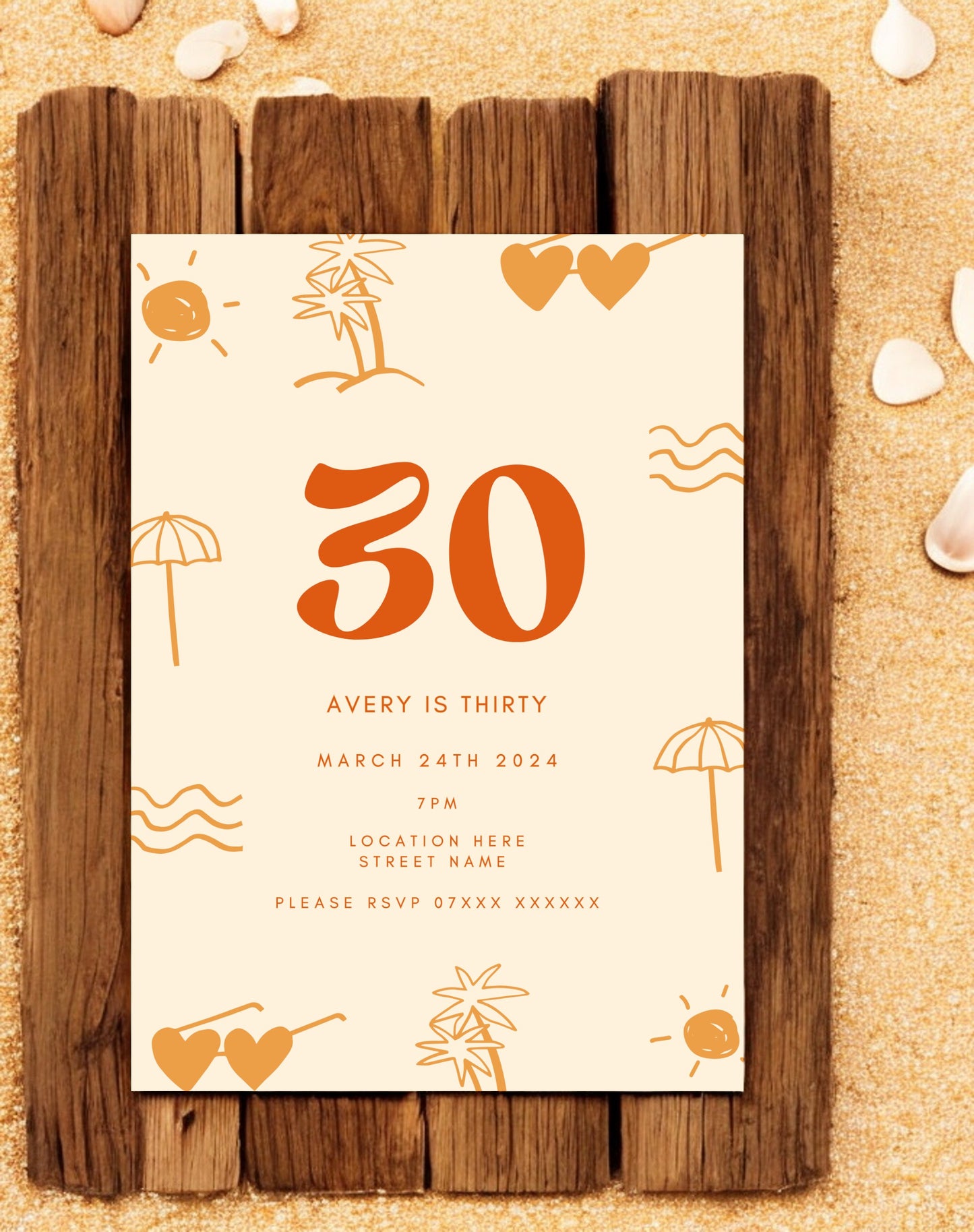 Avery Beach Birthday Itinerary & Invitation - Ivy and Gold Wedding Stationery