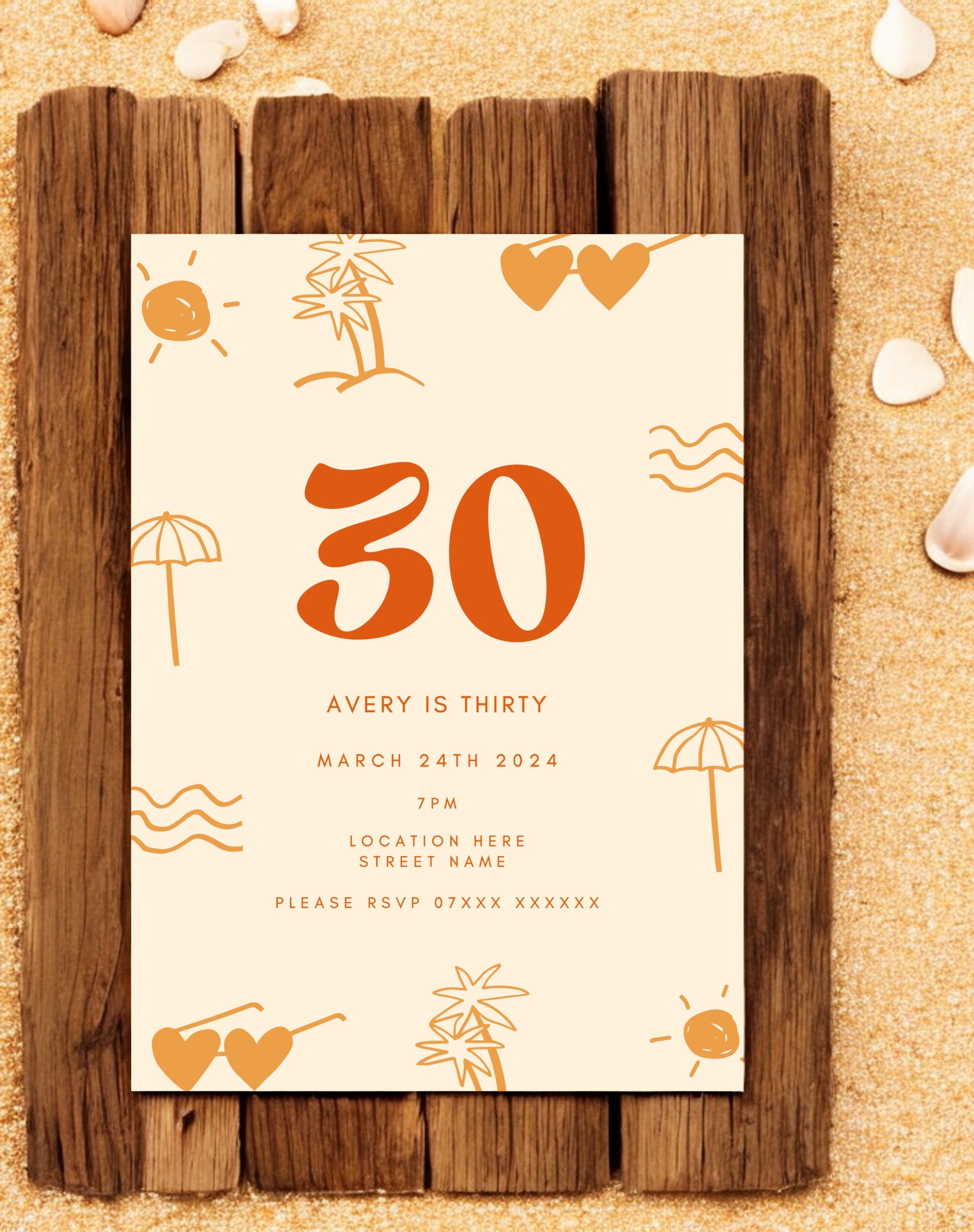 Avery Beach Birthday Itinerary & Invitation - Ivy and Gold Wedding Stationery