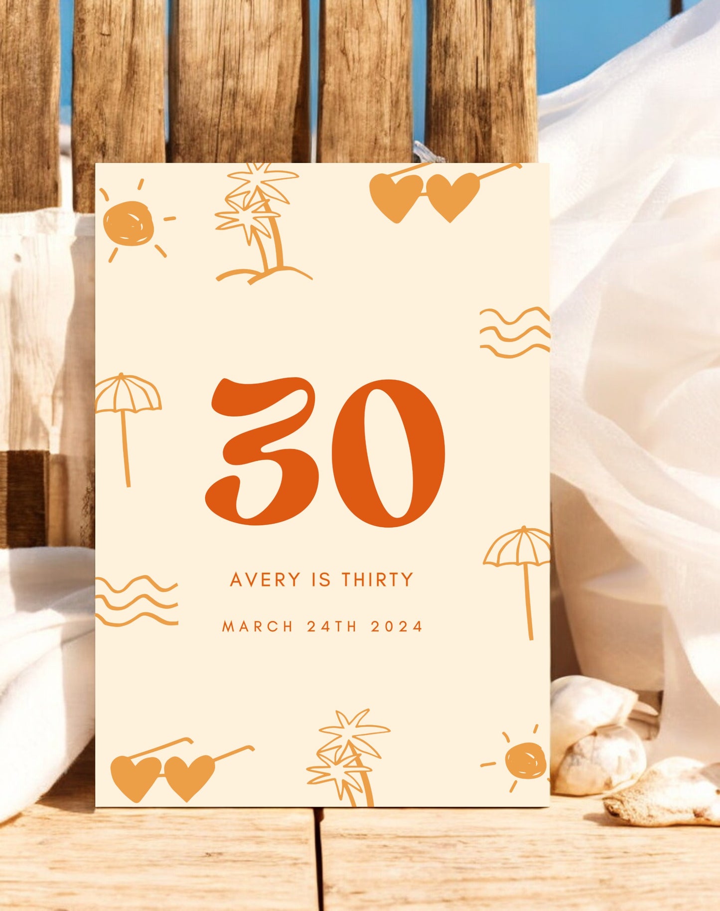 Avery Beach Birthday Party Welcome Sign - Ivy and Gold Wedding Stationery