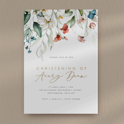 Avery Christening Invitation  Ivy and Gold Wedding Stationery   