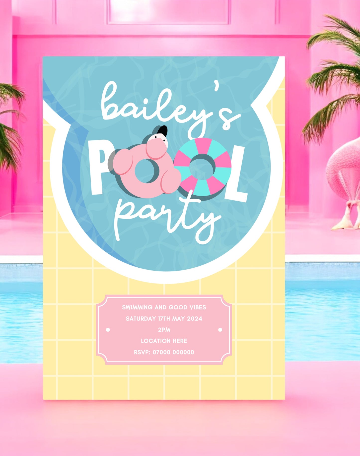 Bailey Pool Party Birthday Invitation - Ivy and Gold Wedding Stationery