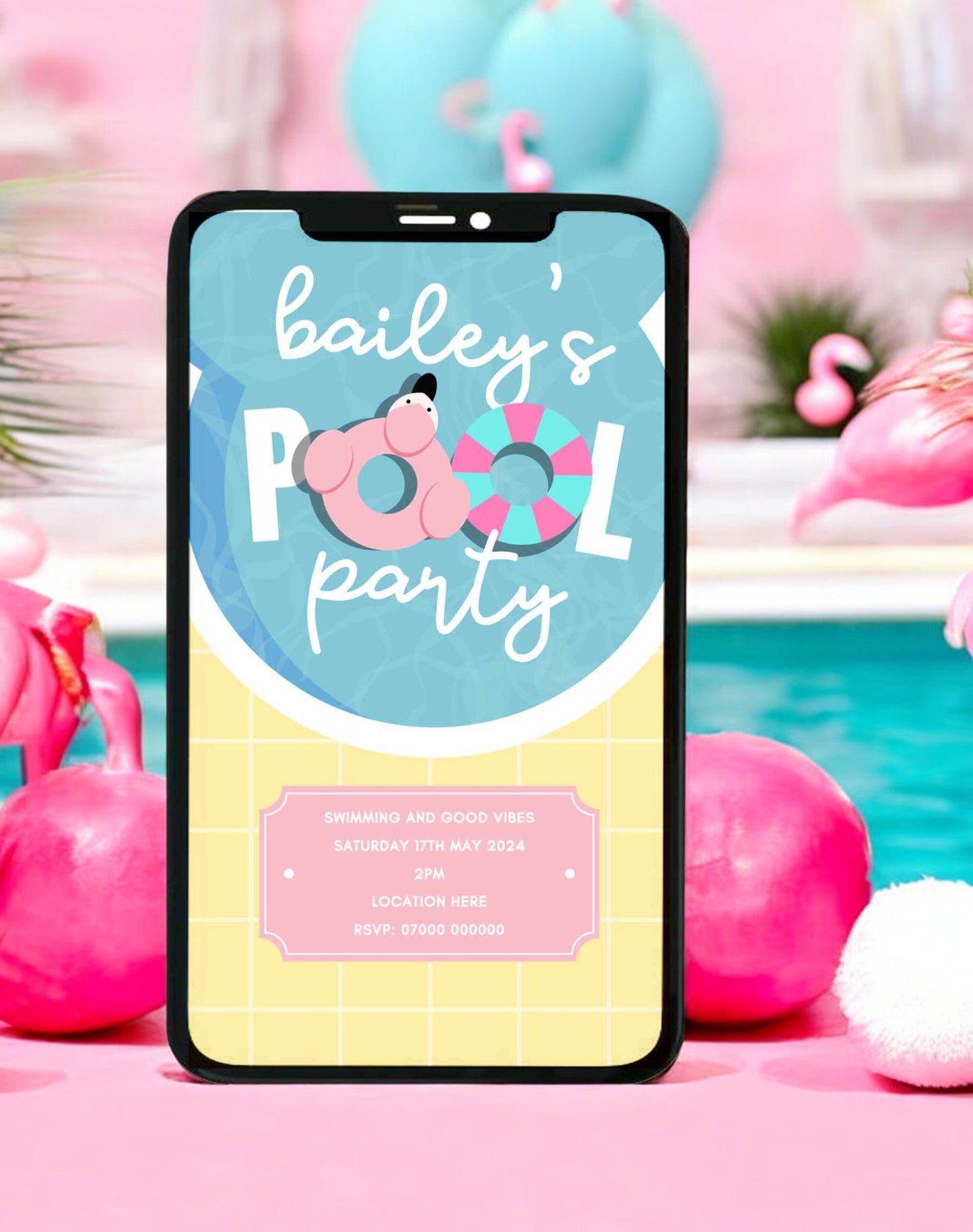 Bailey Pool Party Birthday Invitation - Ivy and Gold Wedding Stationery