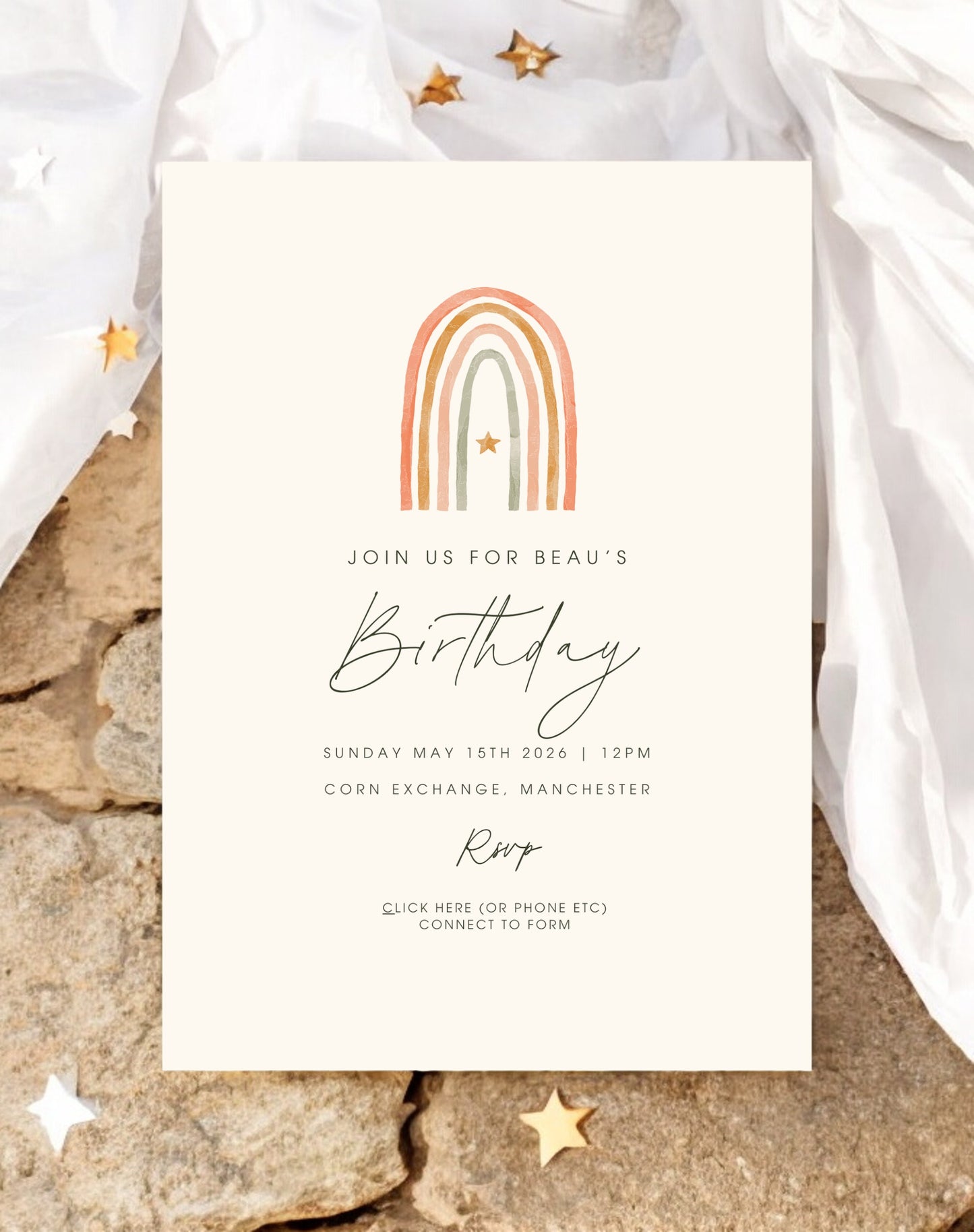 Beau Rainbow Birthday Invitation - Ivy and Gold Wedding Stationery