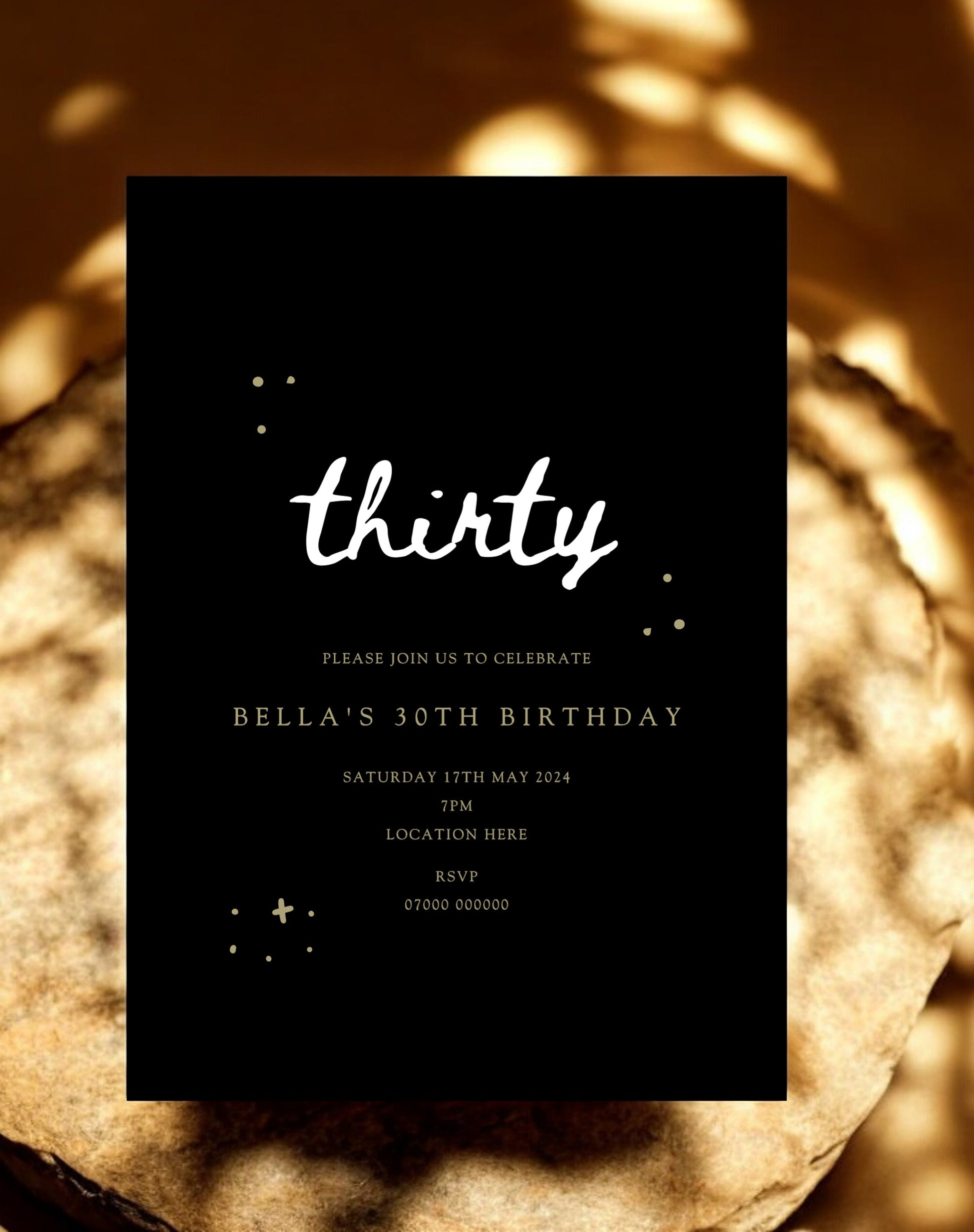 Bella Classy Birthday Invitation - Ivy and Gold Wedding Stationery