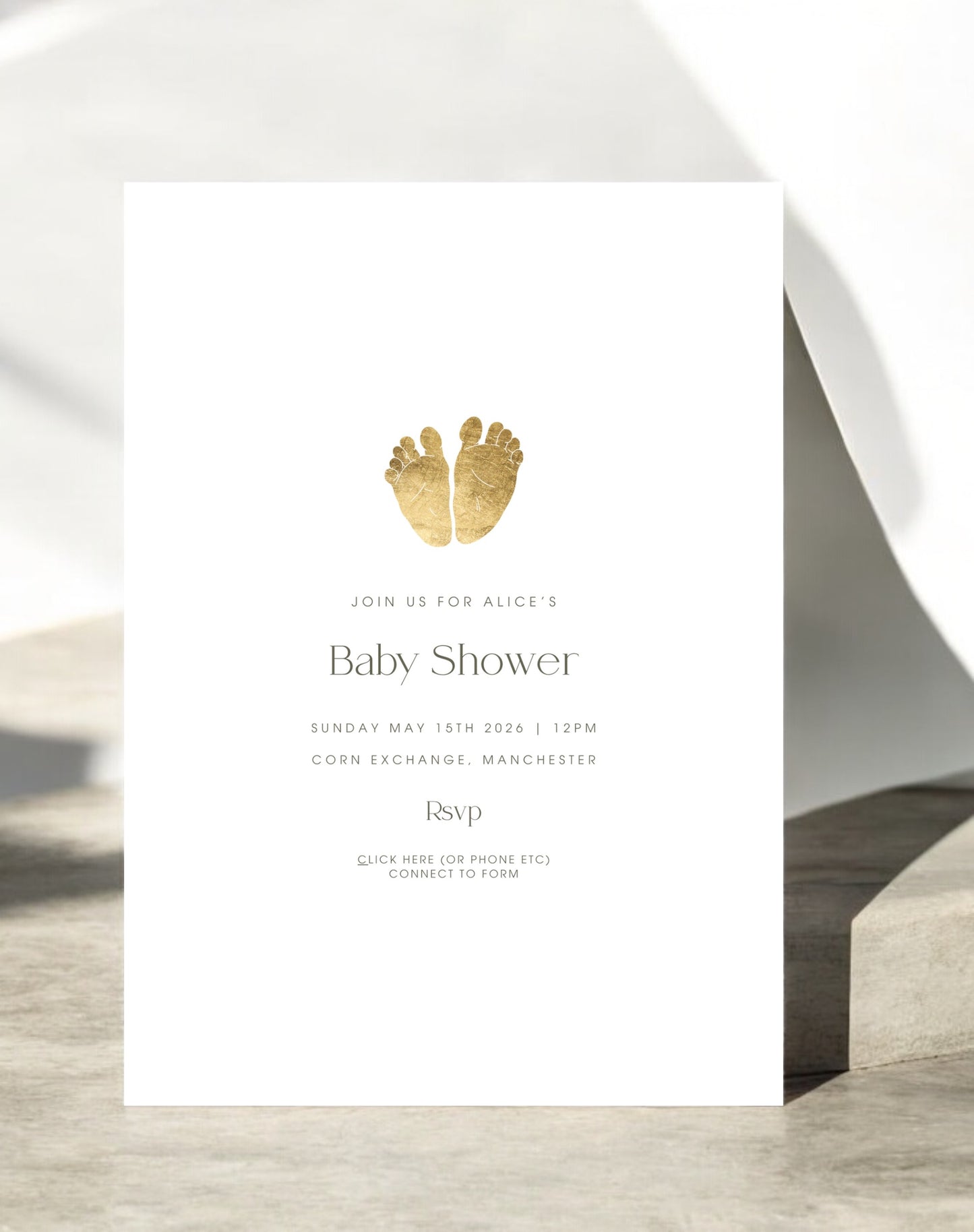 Baby Feet Neutral Gender Reveal Invite - Ivy and Gold Wedding Stationery