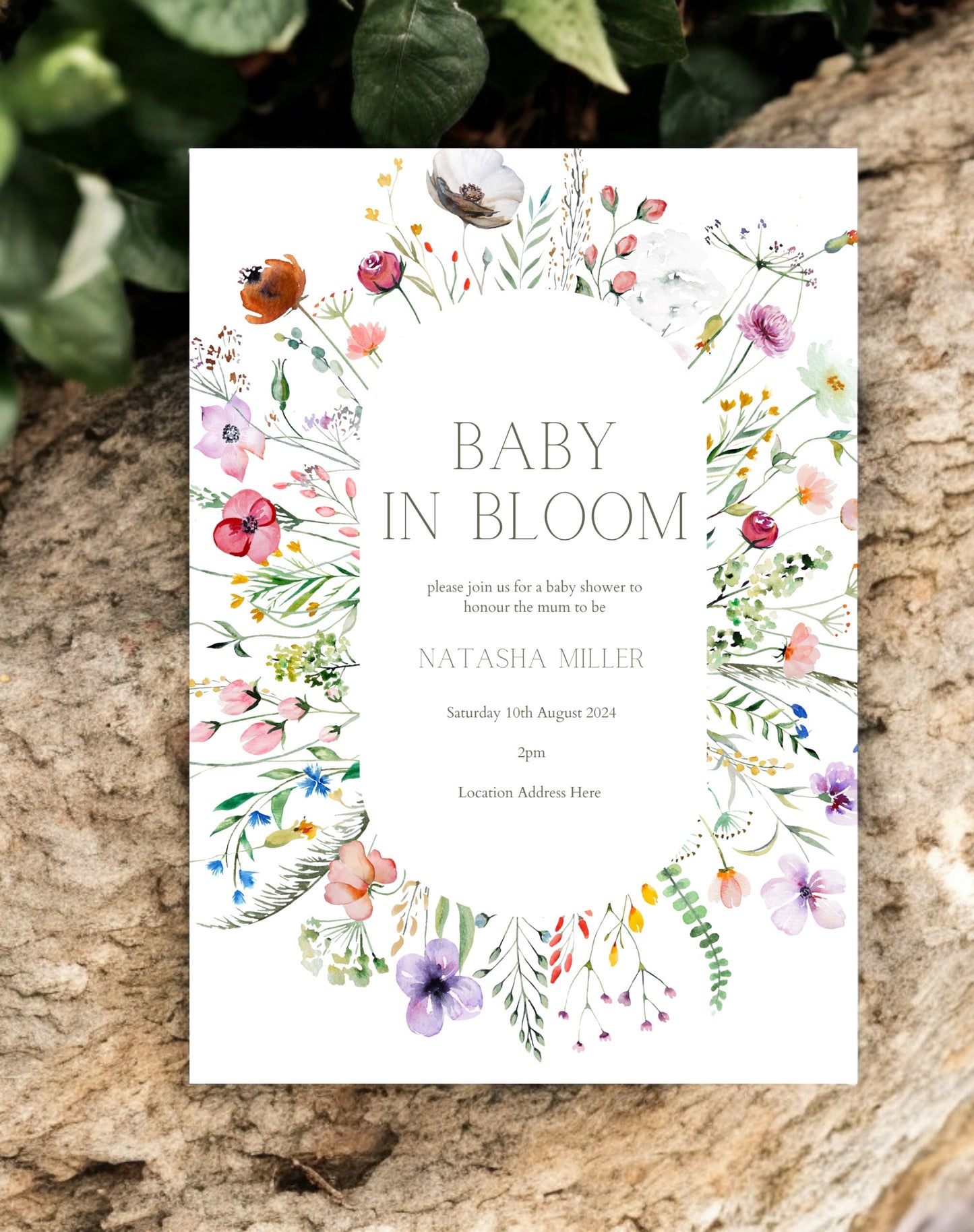 Baby In Bloom Baby Shower Invitation - Ivy and Gold Wedding Stationery