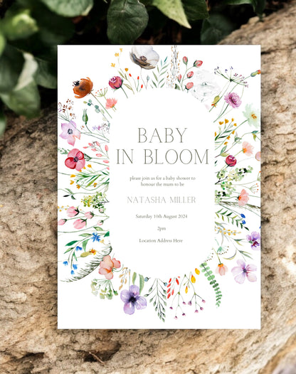 Baby In Bloom Baby Shower Invitation - Ivy and Gold Wedding Stationery