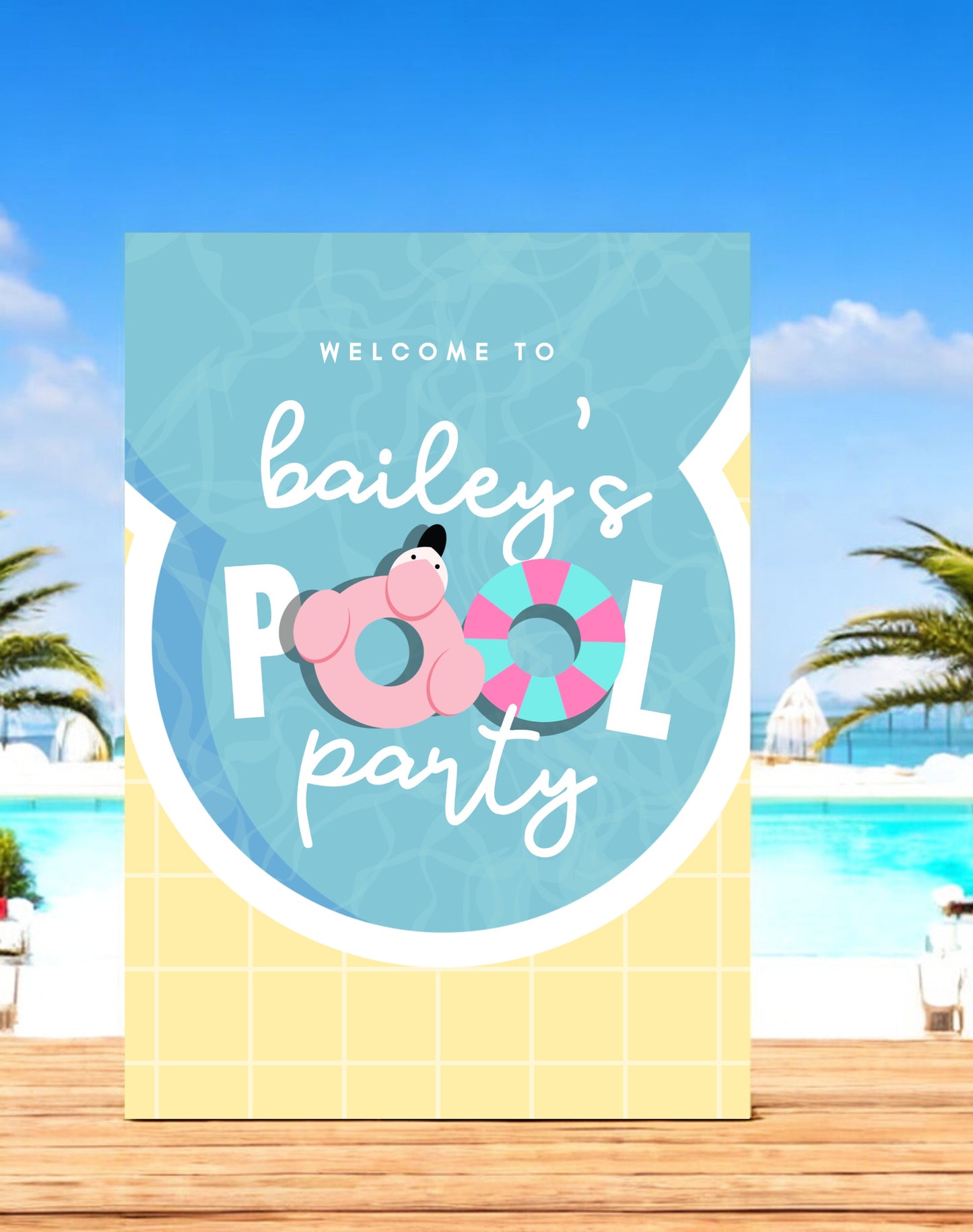 Bailey Pool Party Birthday Party Welcome Sign - Ivy and Gold Wedding Stationery