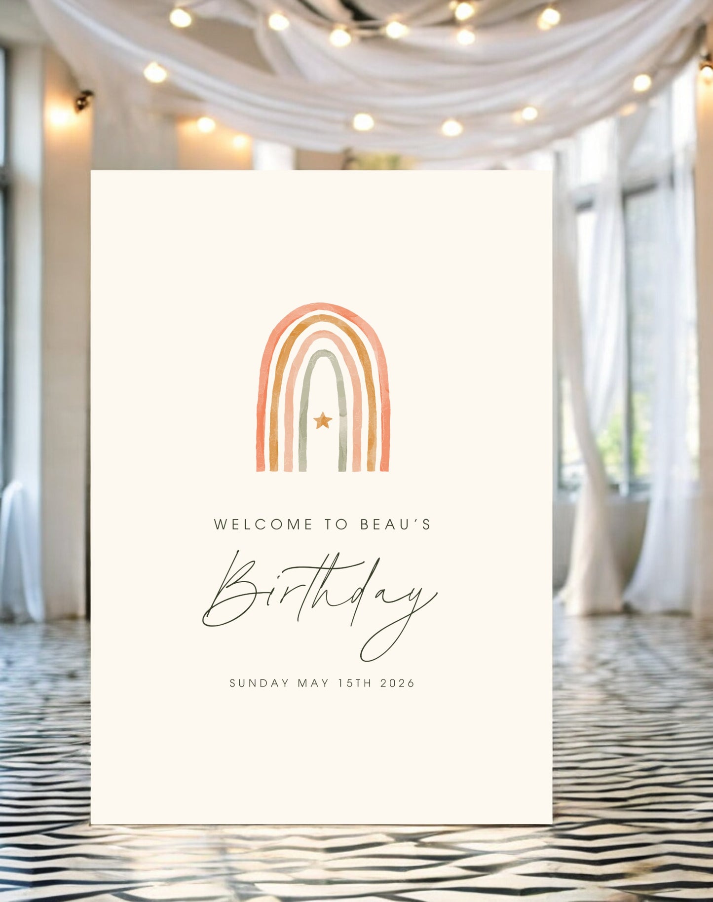 Beau Rainbow Birthday Party Welcome Sign - Ivy and Gold Wedding Stationery