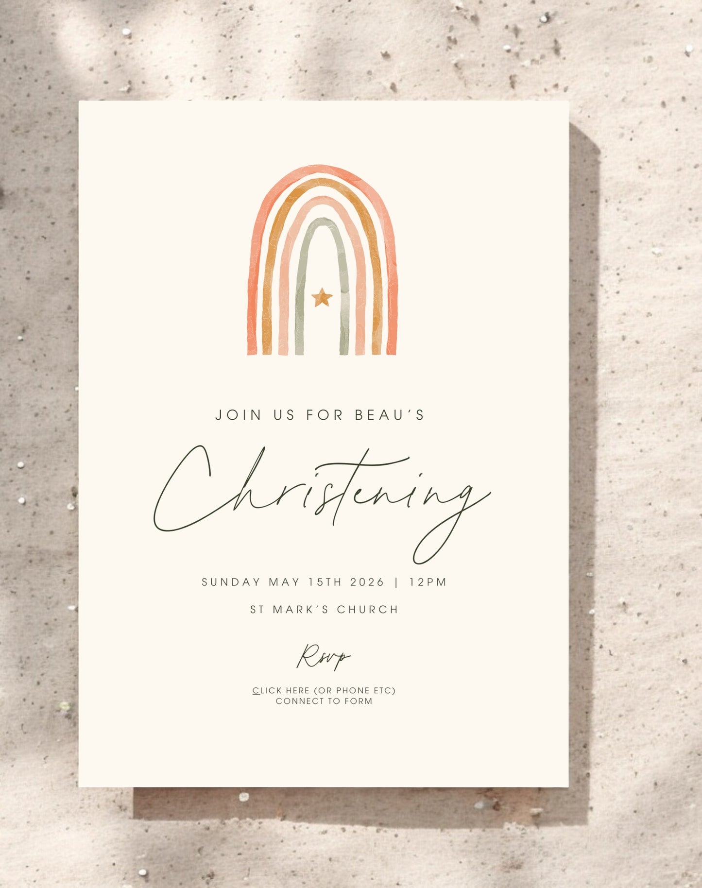 Beau Rainbow Christening Invitation - Ivy and Gold Wedding Stationery