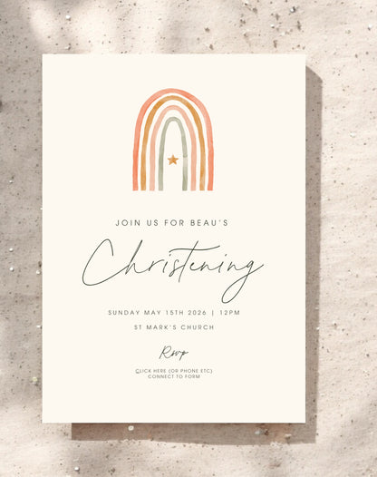 Beau Rainbow Christening Invitation - Ivy and Gold Wedding Stationery