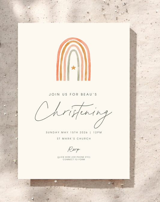 Beau Rainbow Christening Invitation