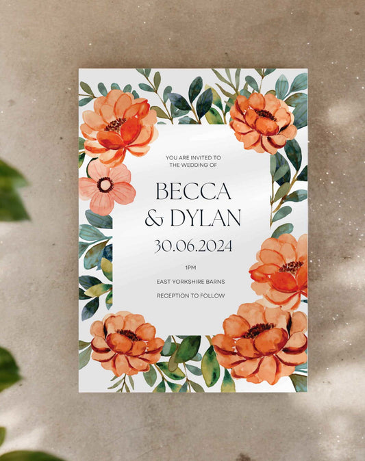 Becca Digital Wedding Invitation - Ivy and Gold Wedding Stationery -  