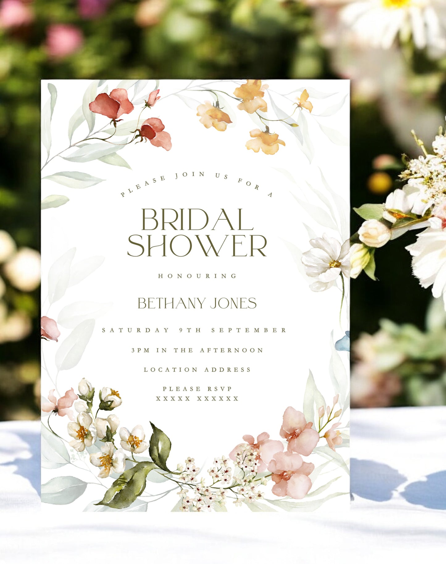 Bethany Bridal Shower Invitation - Ivy and Gold Wedding Stationery