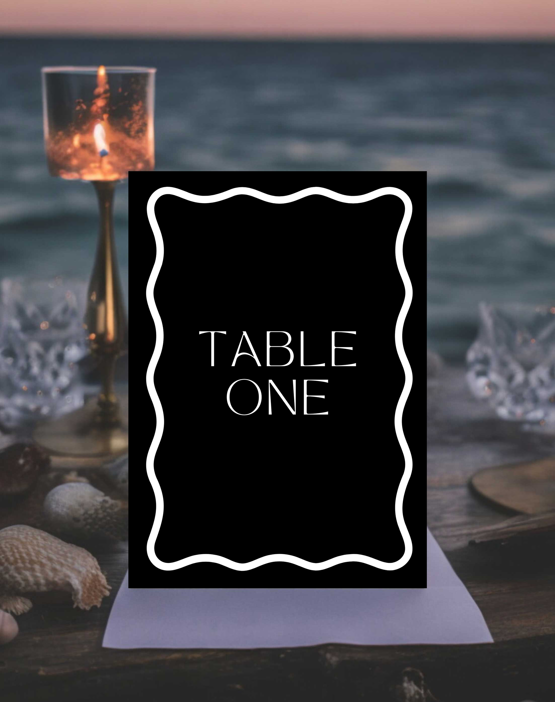 Bodhi | Wavy Table Number - Ivy and Gold Wedding Stationery